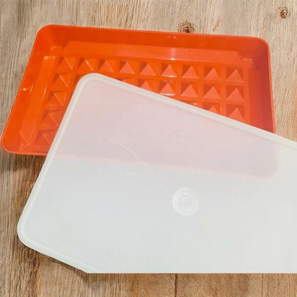 Vintage Tupperware Hot Dog Bacon Deli Meat Keeper Marinade Lid Paprika 1292 1293 - Picture 1 of 7